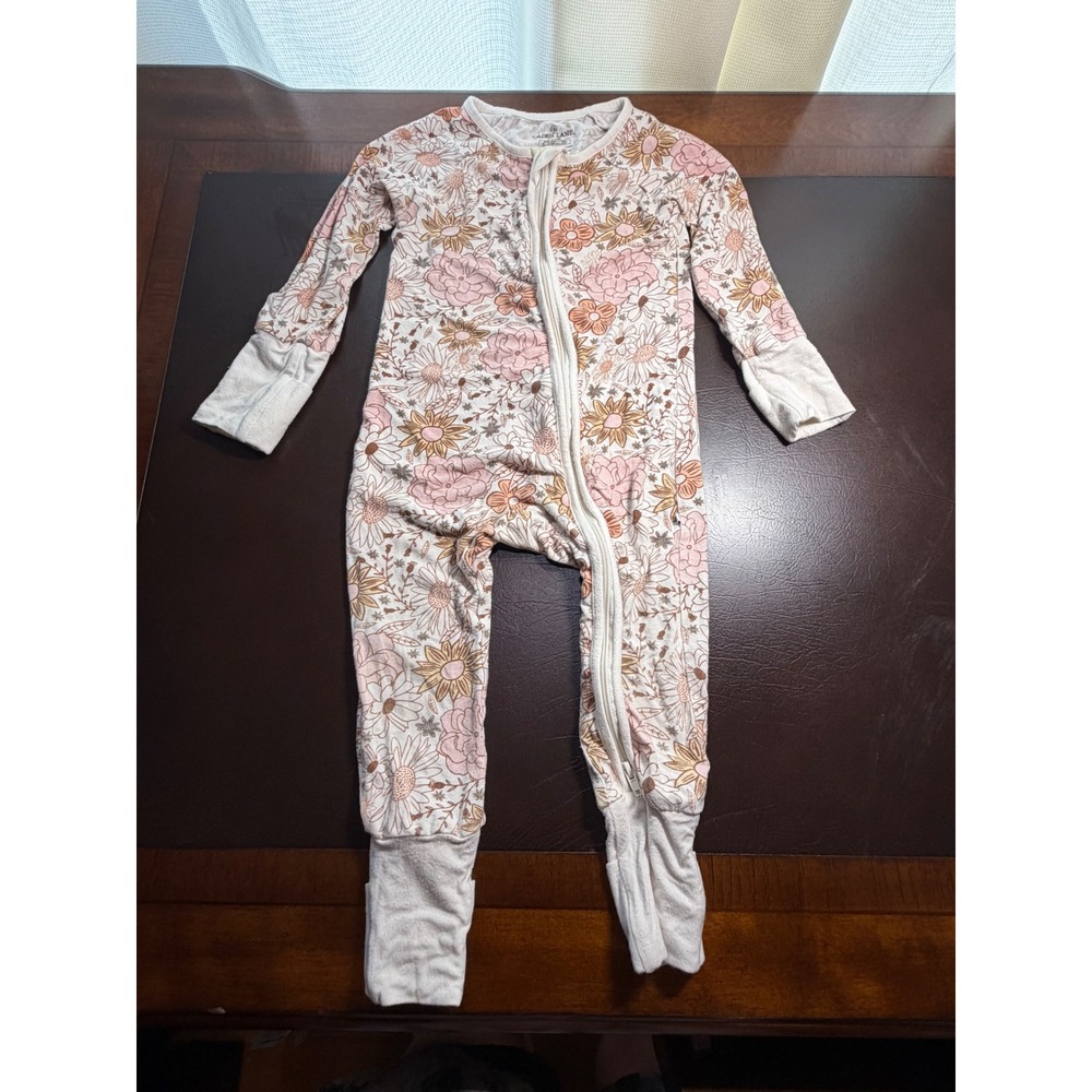 Caden Lane Bamboo Viscose Floral Footie Sleeper Pink Ochre 9-12 Months